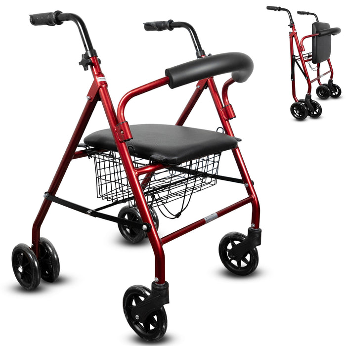 Rollator en Aluminium avec Freins de Pression et Siège Rembourré