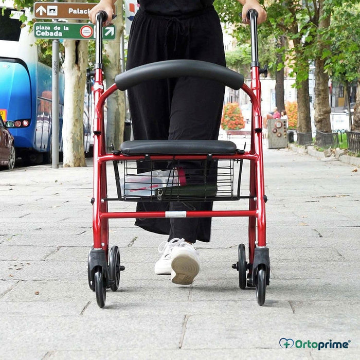 Rollator en Aluminium avec Freins de Pression et Siège Rembourré