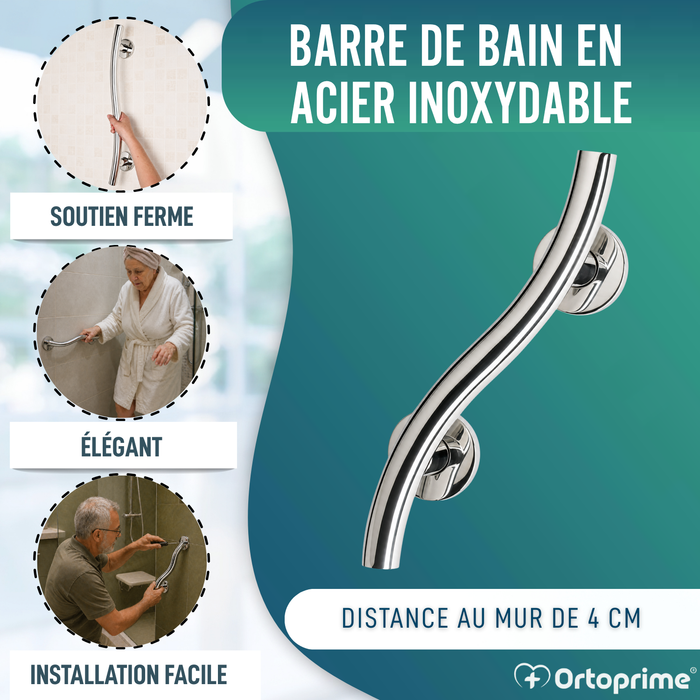 Barre d’Appui pour Salle de Bain en Acier Inox | 35 cm