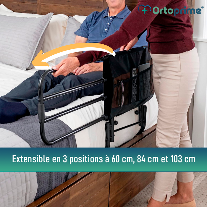 Barrière de Lit pour Adulte avec Poches et Réglable