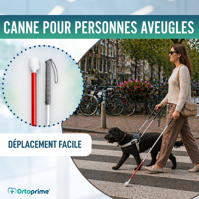 Canne Blanche Pliante en Aluminium pour Malvoyants