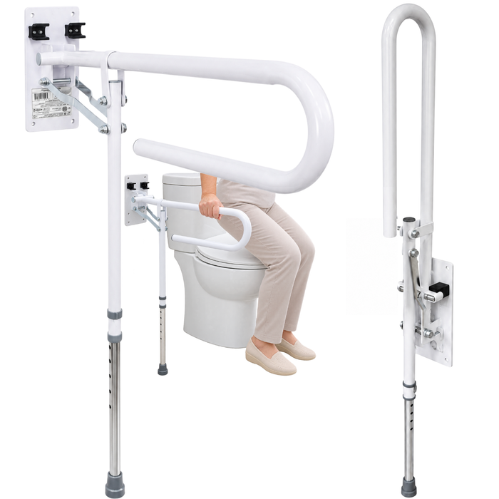 Barre d’Appui Rabattable avec Pied Réglable | Salle de Bain