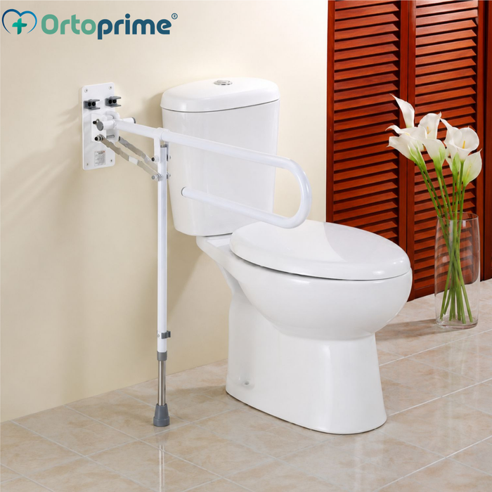 Barre d’Appui Rabattable avec Pied Réglable | Salle de Bain