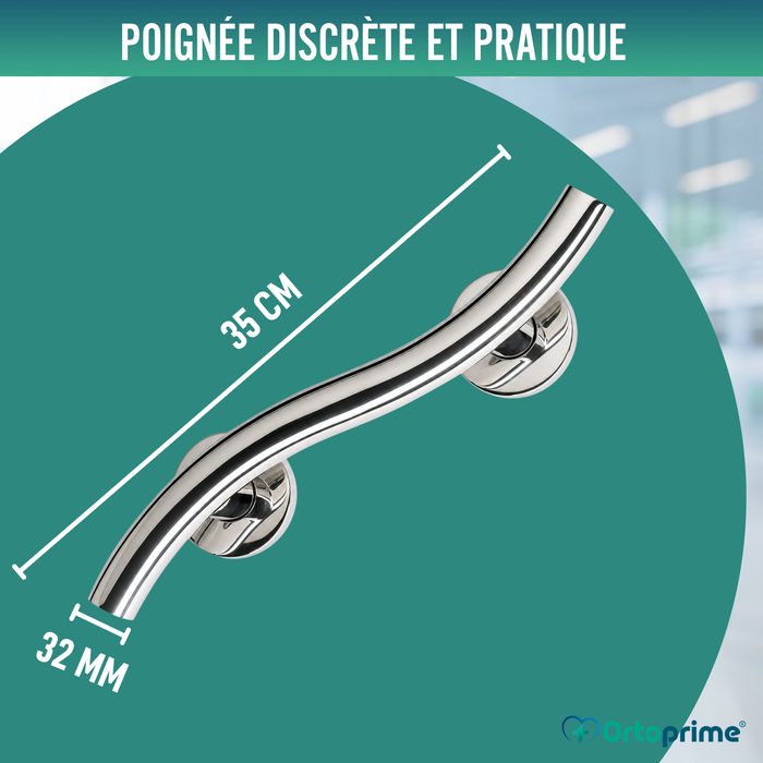 Barre d’Appui pour Salle de Bain en Acier Inox | 35 cm