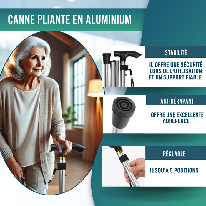 Bâton Orthopédique pour Marcher Extensible | Argenté