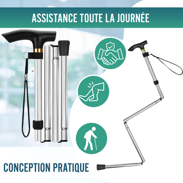 Bâton Orthopédique pour Marcher Extensible | Argenté