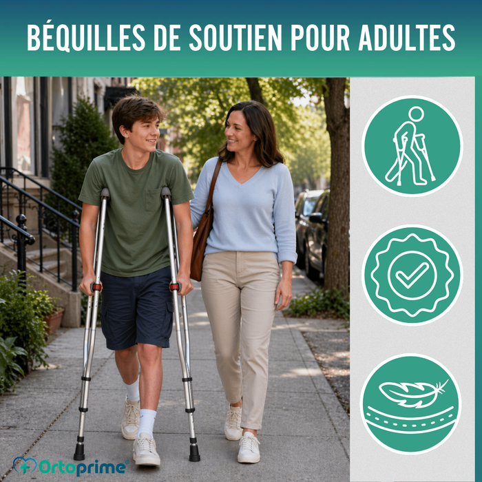 Béquilles Axillaires en Aluminium Réglables | Lot de 2