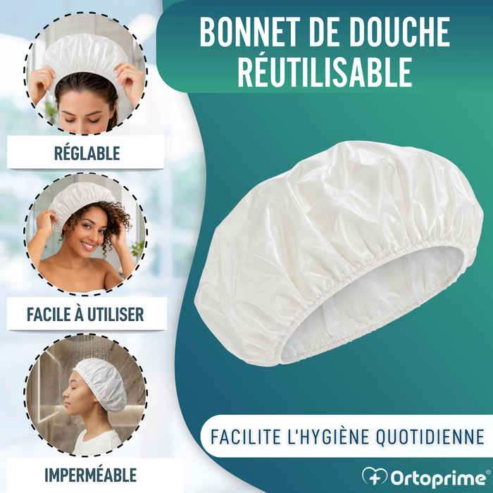 Bonnet de Douche Réutilisable Lavable et Respirant | Taille Unique
