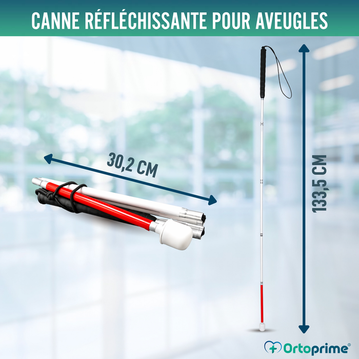 Canne Blanche Pliante en Aluminium pour Malvoyants