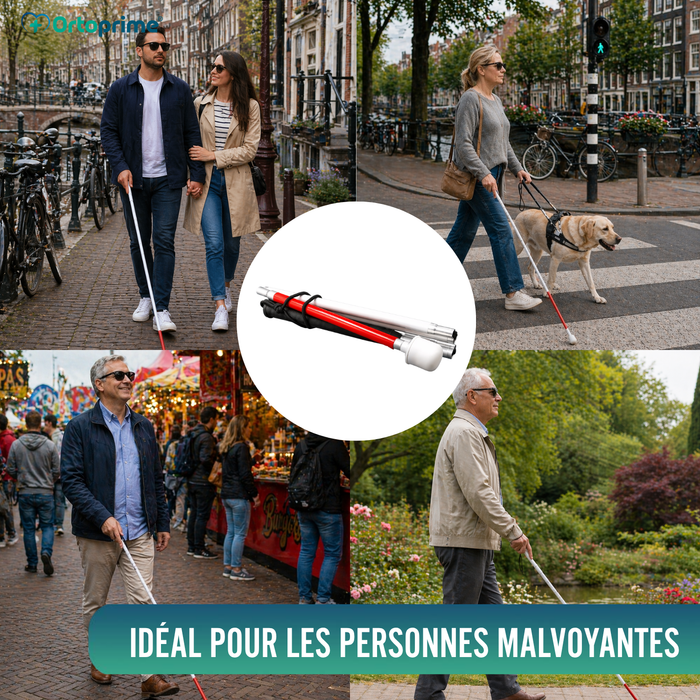 Canne Blanche Pliante en Aluminium pour Malvoyants