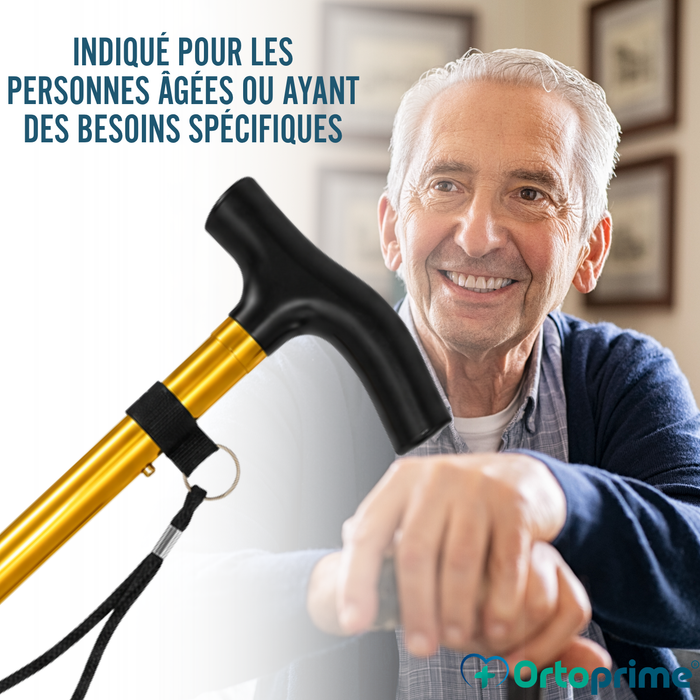 Canne Pliante Réglable et Télescopique | Dorée