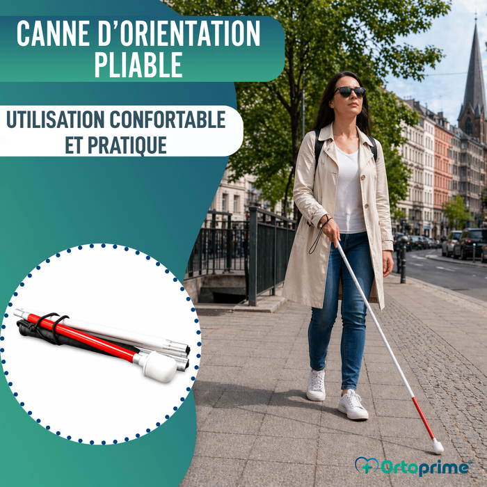 Canne Blanche Pliante en Aluminium pour Malvoyants