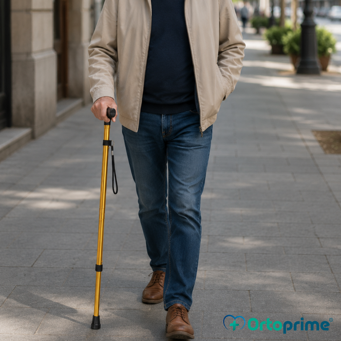 Canne Pliante Réglable et Télescopique | Dorée