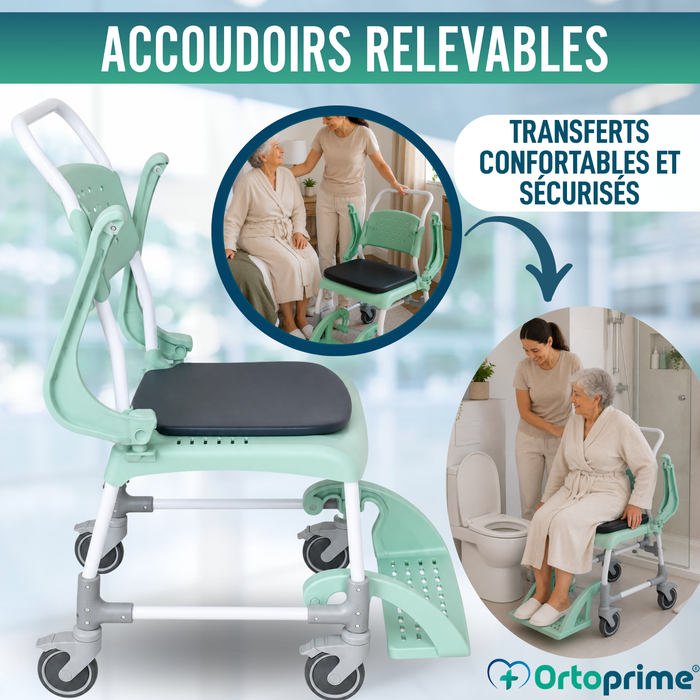 Chaise Percée Douche avec Roues 3 en 1 | Assise avec Drainage