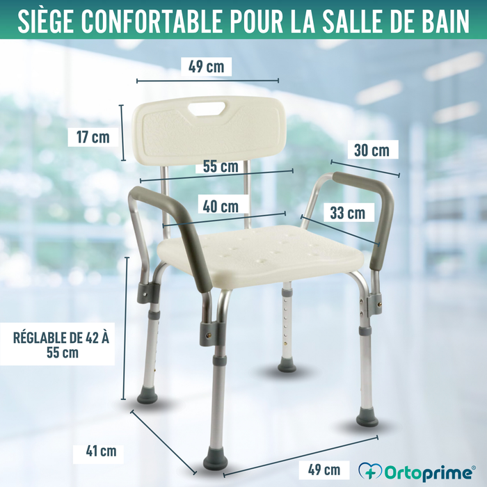 Chaise de Douche avec Accoudoirs Confort
