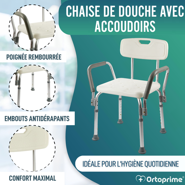 Chaise de Douche avec Accoudoirs Confort