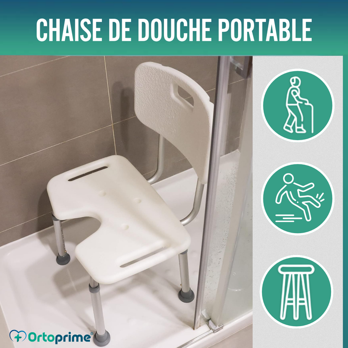 Chaise de Douche pour Personnes âgées avec Siège en U et Hauteur Réglable