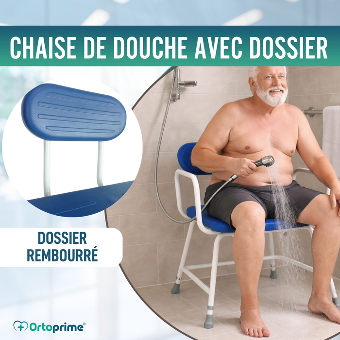 Chaise de Douche Bariatrique XXL avec Dossier et Accoudoirs