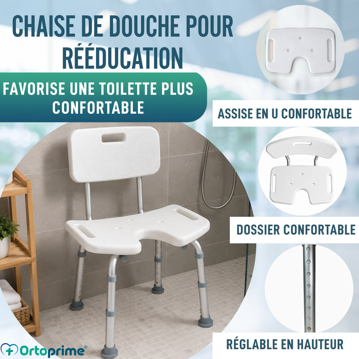 Chaise de Douche pour Personnes âgées avec Siège en U et Hauteur Réglable