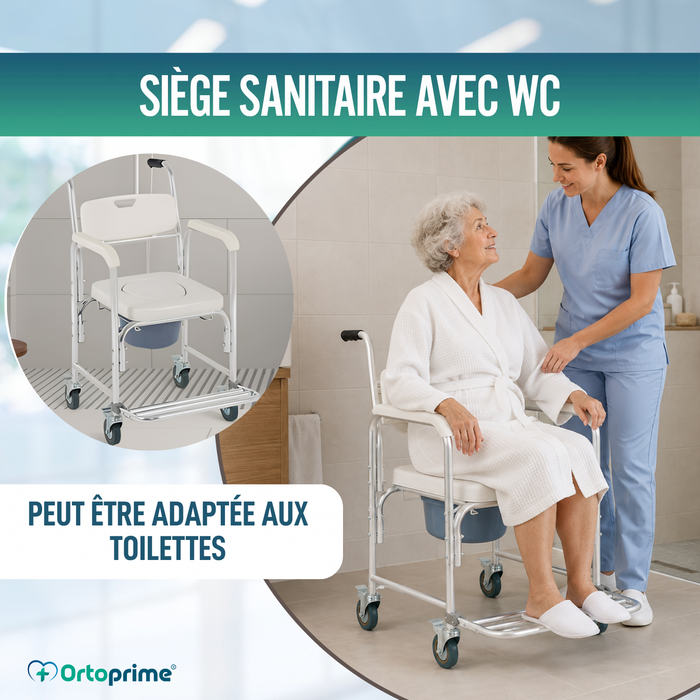 Chaise de douche WC avec Pieds Rabattables