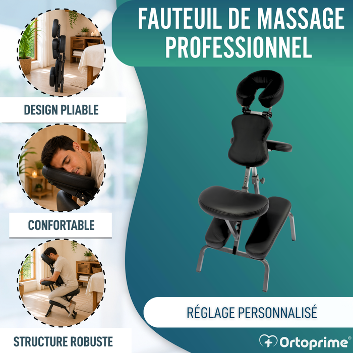 Chaise de Massage Pliante avec Appui-Tête Réglable