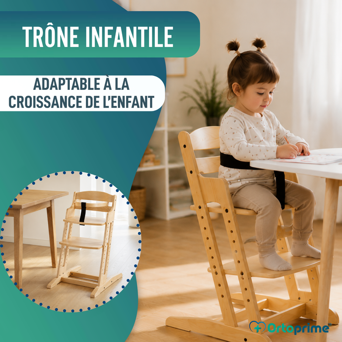 Chaise Haute Evolutive en Bois pour Enfant | Hauteur Réglable