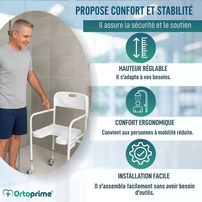 Chaise de Douche en U | Siège de Bain Pliable
