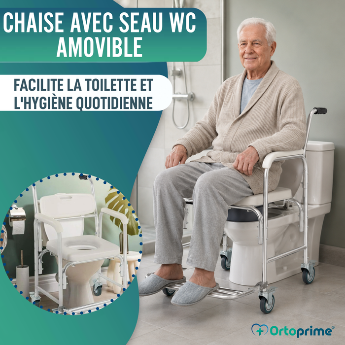 Chaise de douche WC avec Pieds Rabattables