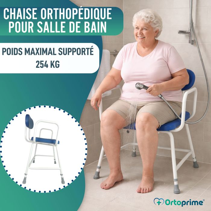 Chaise de Douche Bariatrique XXL avec Dossier et Accoudoirs