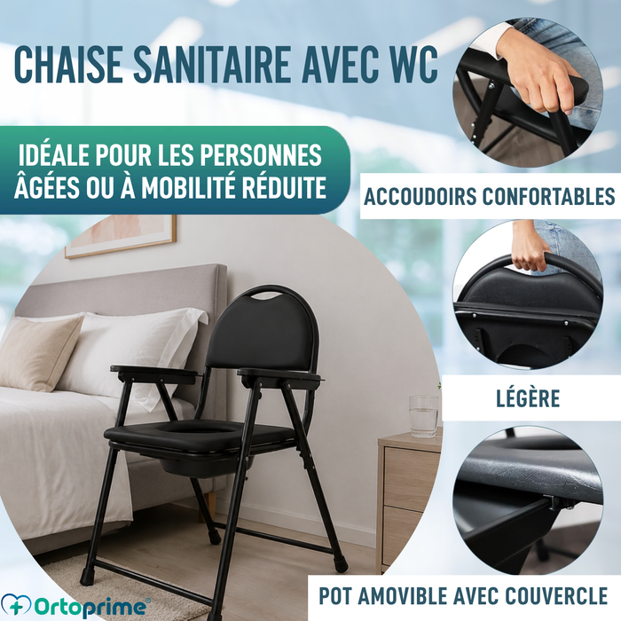 Chaise WC Personnes Âgées Pliable | Chaise Toilette Portable