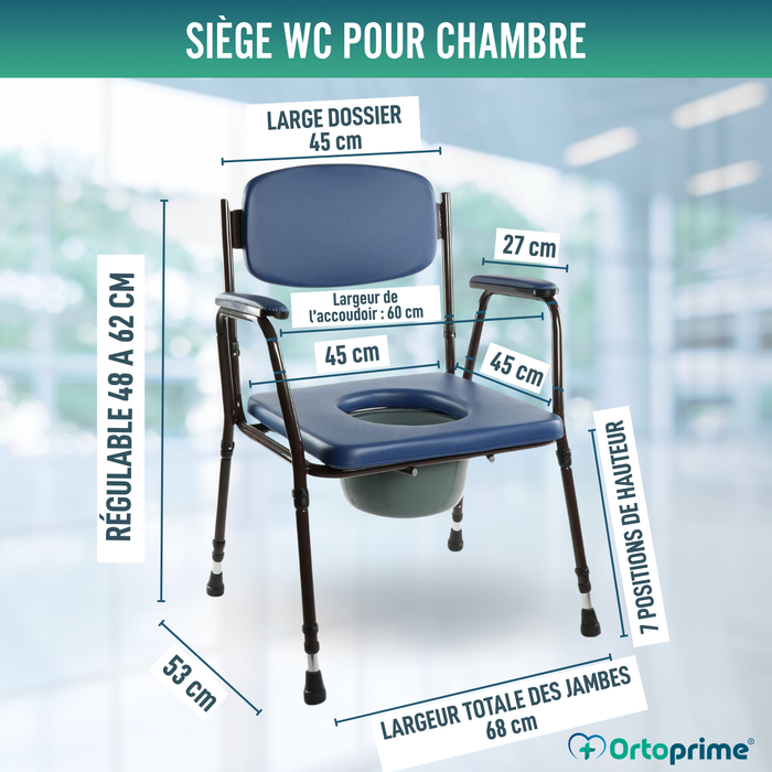 Chaise WC Rembourrée avec Toilette Portable
