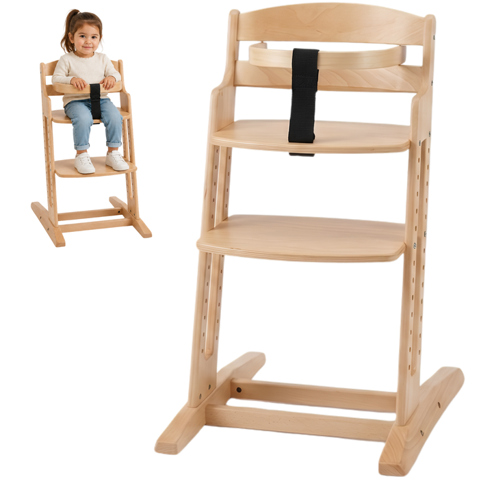 Chaise Haute Evolutive en Bois pour Enfant | Hauteur Réglable