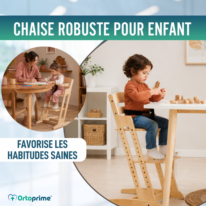 Chaise Haute Evolutive en Bois pour Enfant | Hauteur Réglable