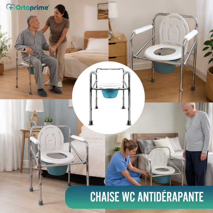 Chaise WC Portable avec Urinoir Intégré et Réglable en Hauteur