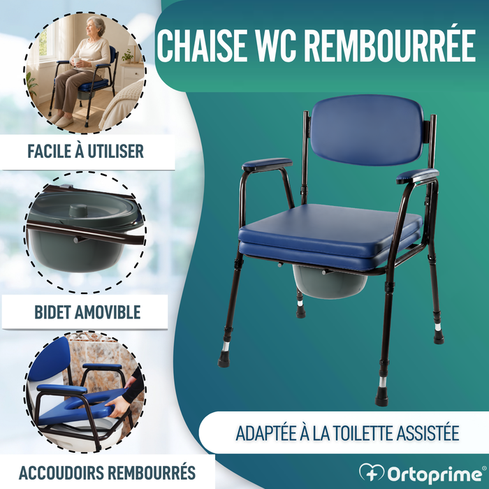 Chaise WC Rembourrée avec Toilette Portable