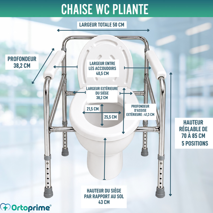 Chaise WC Portable avec Urinoir Intégré et Réglable en Hauteur