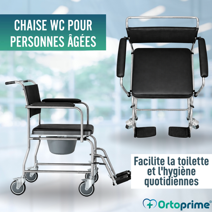 Chaise Douche WC à Roues avec Frein | Rembourrée