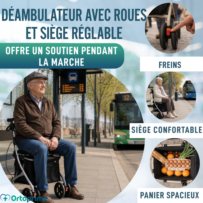 Déambulateur Chariot de Courses avec Siège | Aide à la Vie Quotidienne