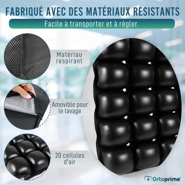 Coussin Antidérapant à Air pour Fauteuil Roulant avec Gonfleur