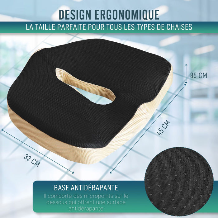 Coussin Coccyx Anti-Escarre Gel Respirant Relota - Orthopédique Mémoire De Forme Pour Bureau Et Voiture
