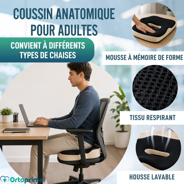 Coussin Ergonomique en Mousse à Mémoire avec Trou pour le Coccyx | Confort