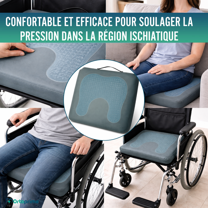Coussin Anti-escarres Visco Gel Fer à Cheval 85 kg/m3