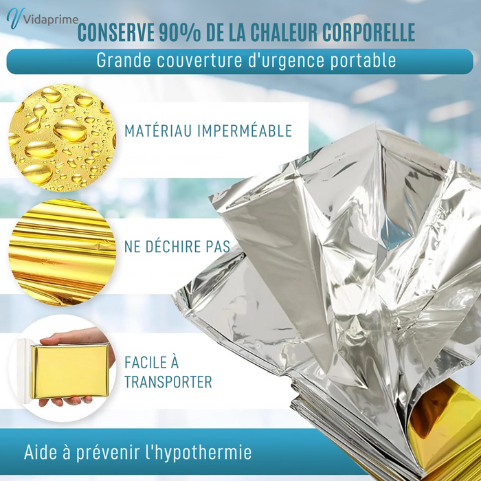 Couverture Thermique d'Urgence et de Survie | Pack x5 Uds