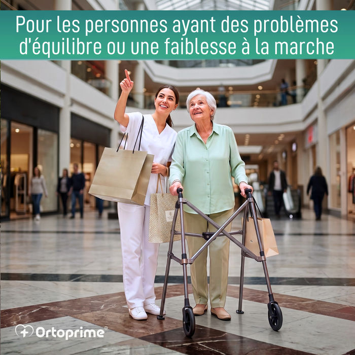 Déambulateur Pliable 2 Roues Ultraléger Réglable en Hauteur