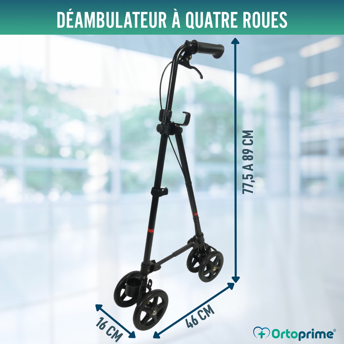 Canne à 4 Roues avec Frein Arrière | Réglable en Hauteur