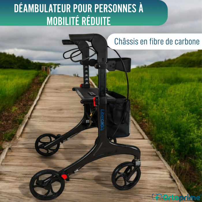 Déambulateur Pliable pour Adultes avec Siège | Fibre de Carbone