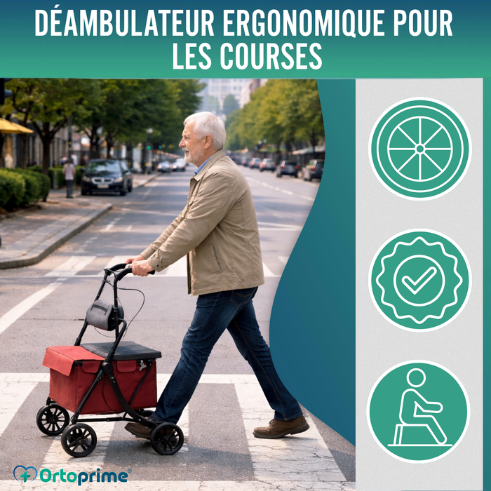 Déambulateur avec Chariot Pliable | Siège Intégré