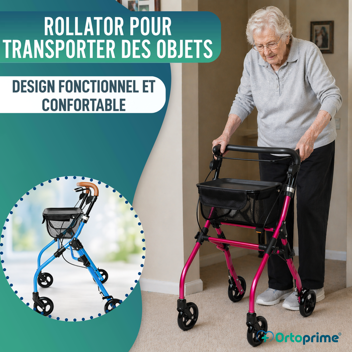 Déambulateur Rollator Intérieur Pliant avec Plateau