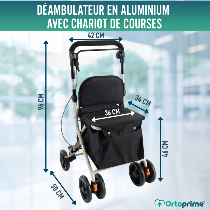 Déambulateur Chariot de Courses avec Siège | Aide à la Vie Quotidienne