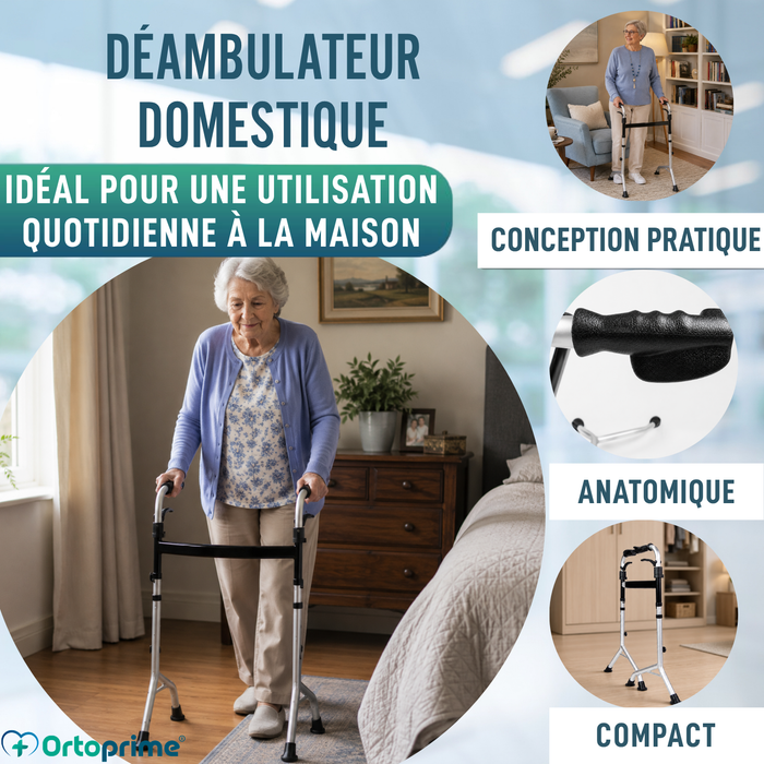 Déambulateur sans Roues avec Poignées Pliables | Hauteur Réglable